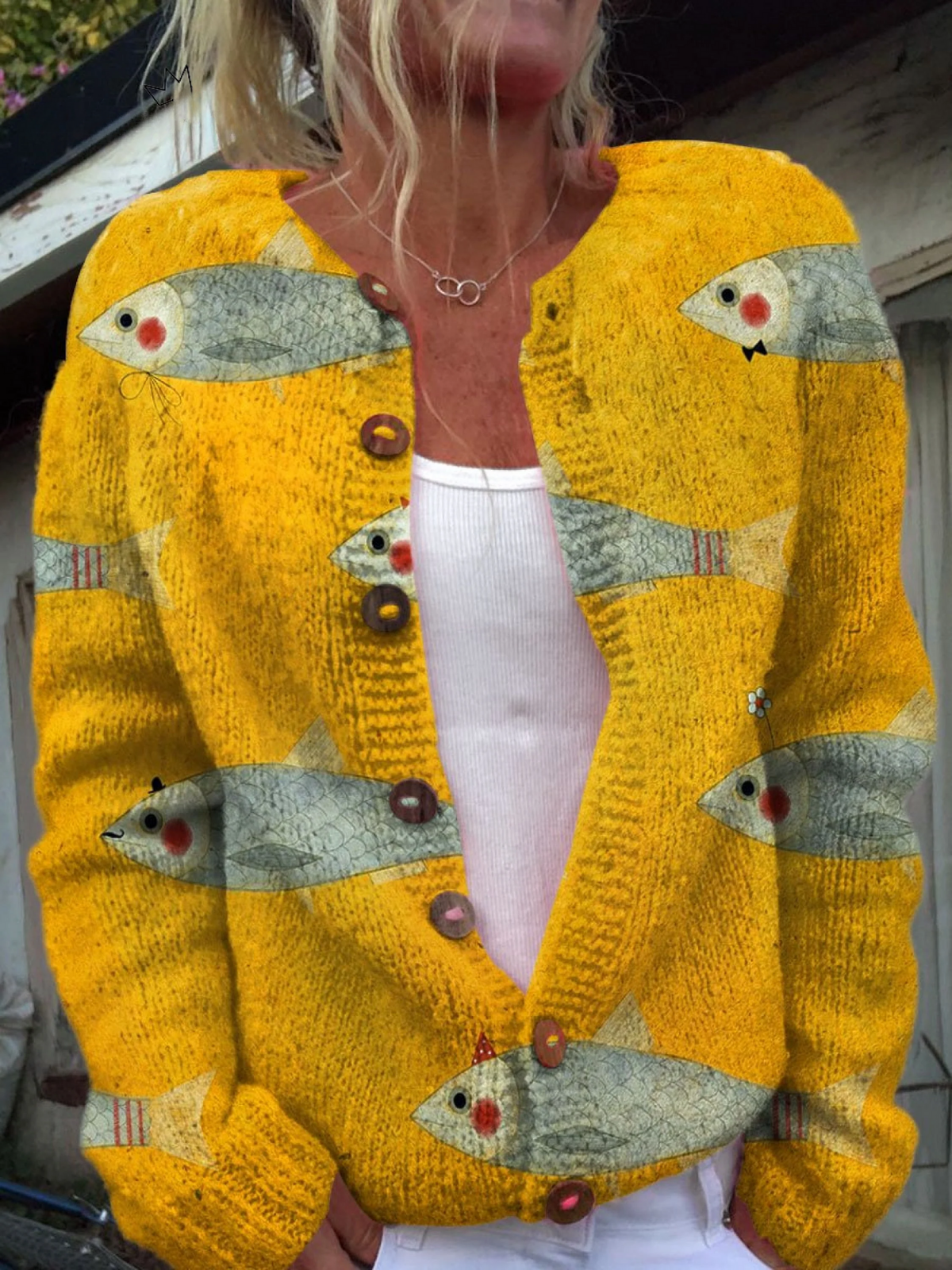 Anouk™ | Suéter Cardigan de Estampado Vintage