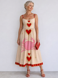 Aurevra | Vestido Midi Sin Mangas con Motivo de Corazón