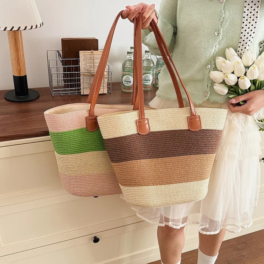 Cora™ | La Tote de Paja Tejida Colorida