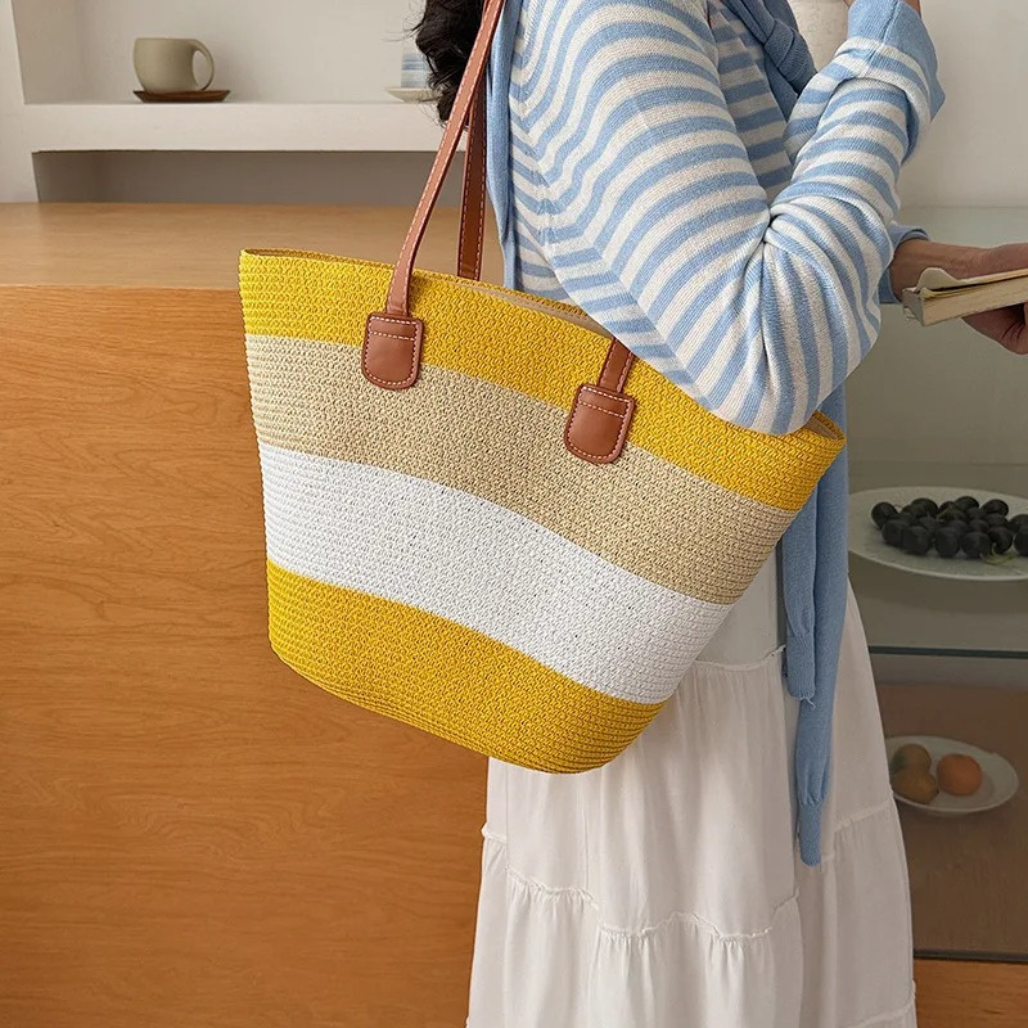 Cora™ | La Tote de Paja Tejida Colorida