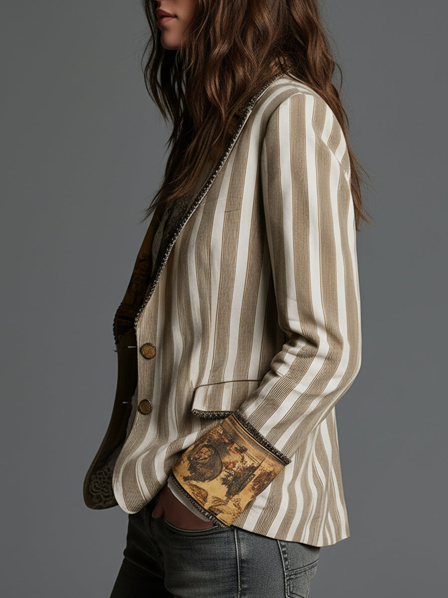 Giulia | Blazer bohemio de rayas con solapas