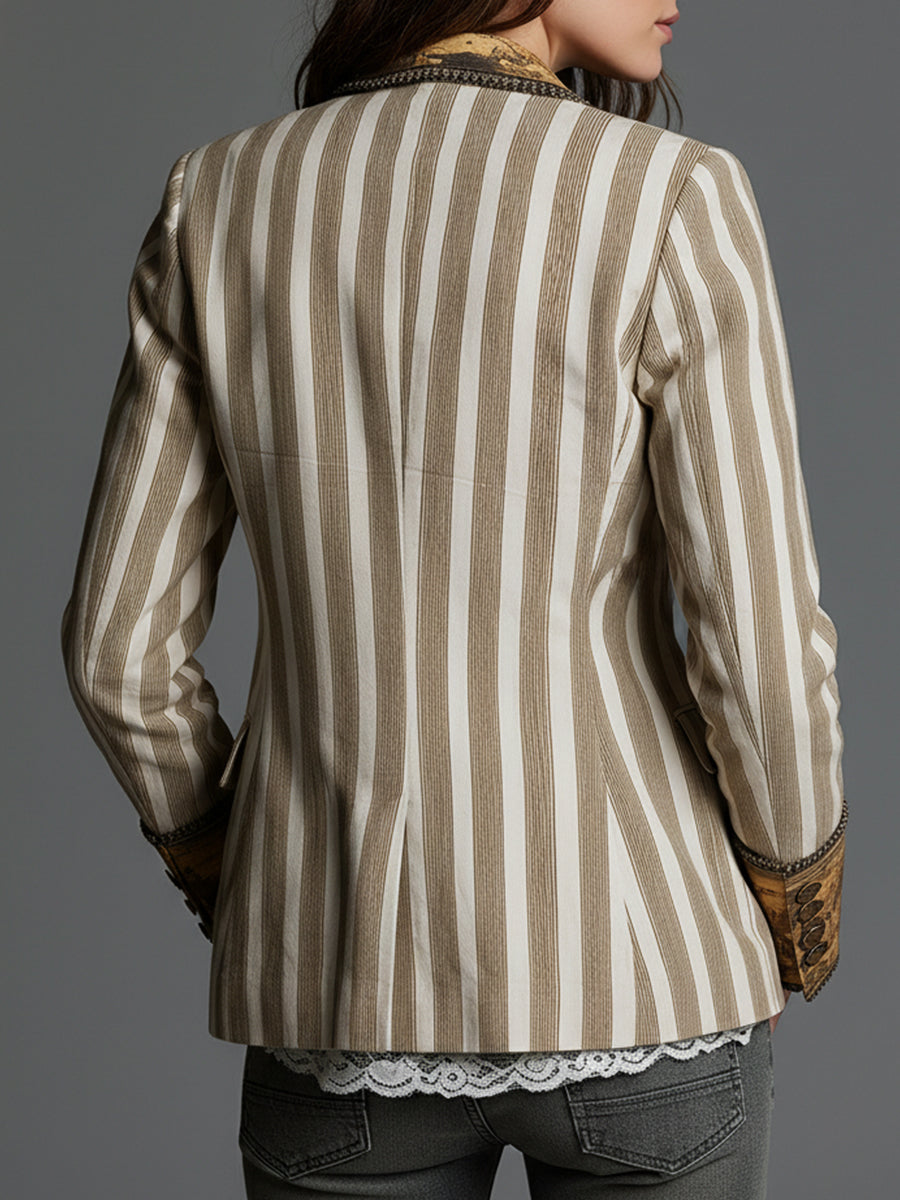 Giulia | Blazer bohemio de rayas con solapas