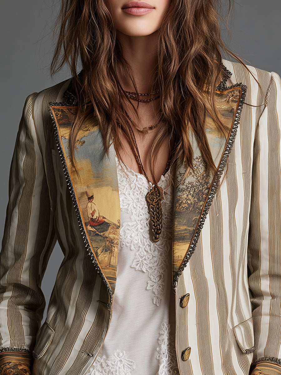 Giulia | Blazer bohemio de rayas con solapas