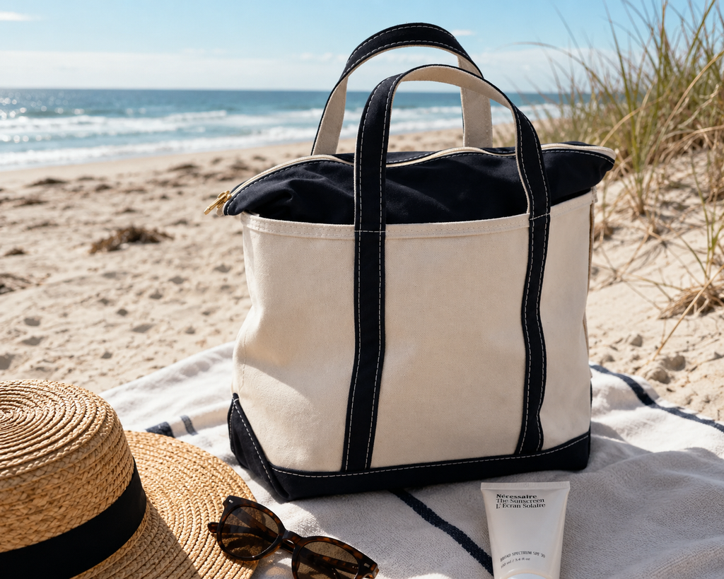 Bolsa de Playa de Lona – Tote con Cremallera para Mujeres