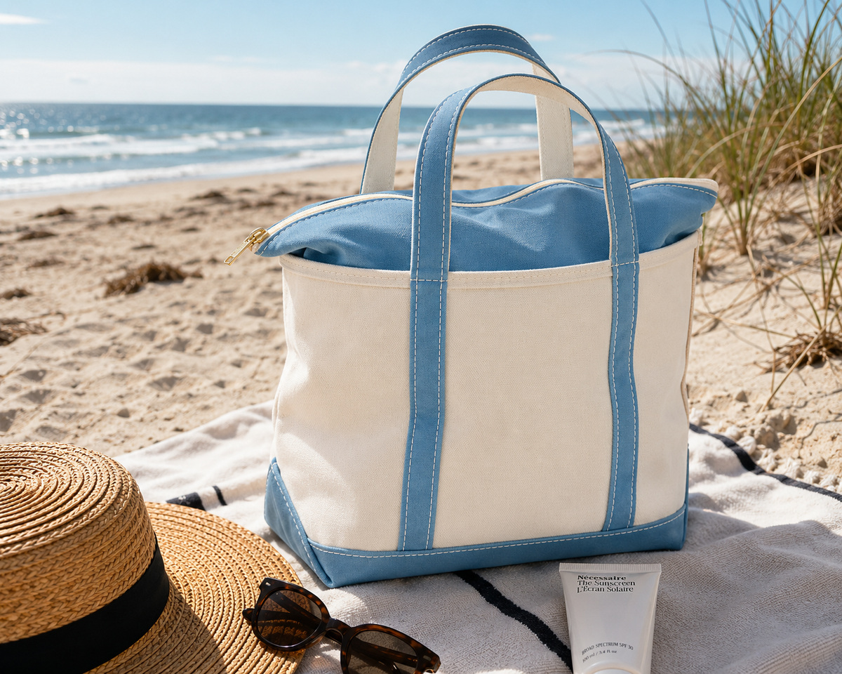 Bolsa de Playa de Lona – Tote con Cremallera para Mujeres