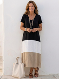 Talía | manga corta bloques de color escote en V vestido midi