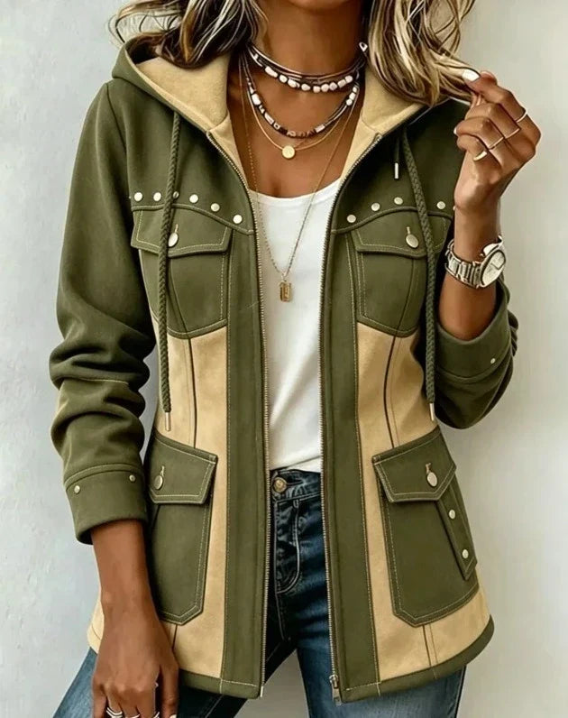 Veronica | Chaqueta con capucha bimaterial