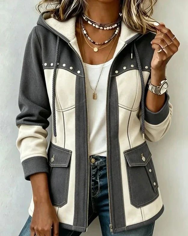 Veronica | Chaqueta con capucha bimaterial